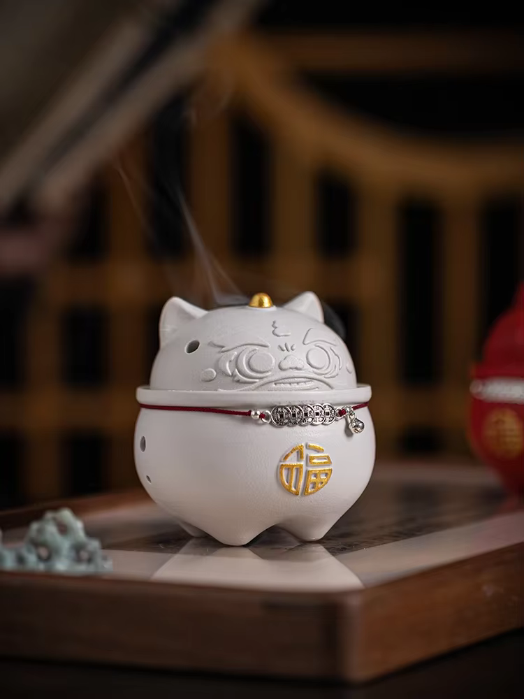 Zhaocai-Brûleur d'encens en céramique Xinglion Line, Eva d'encens intérieur domestique