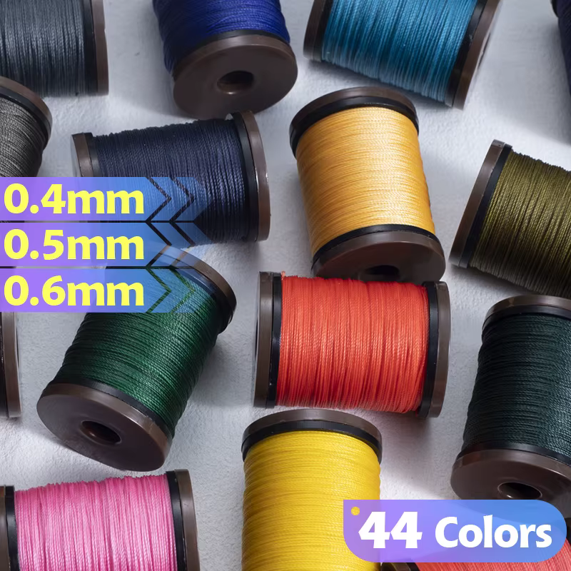 Fil ciré rond de 0,4/0,5/0,6/0,8 mm pour couture de cuir et artisanat de bijoux
