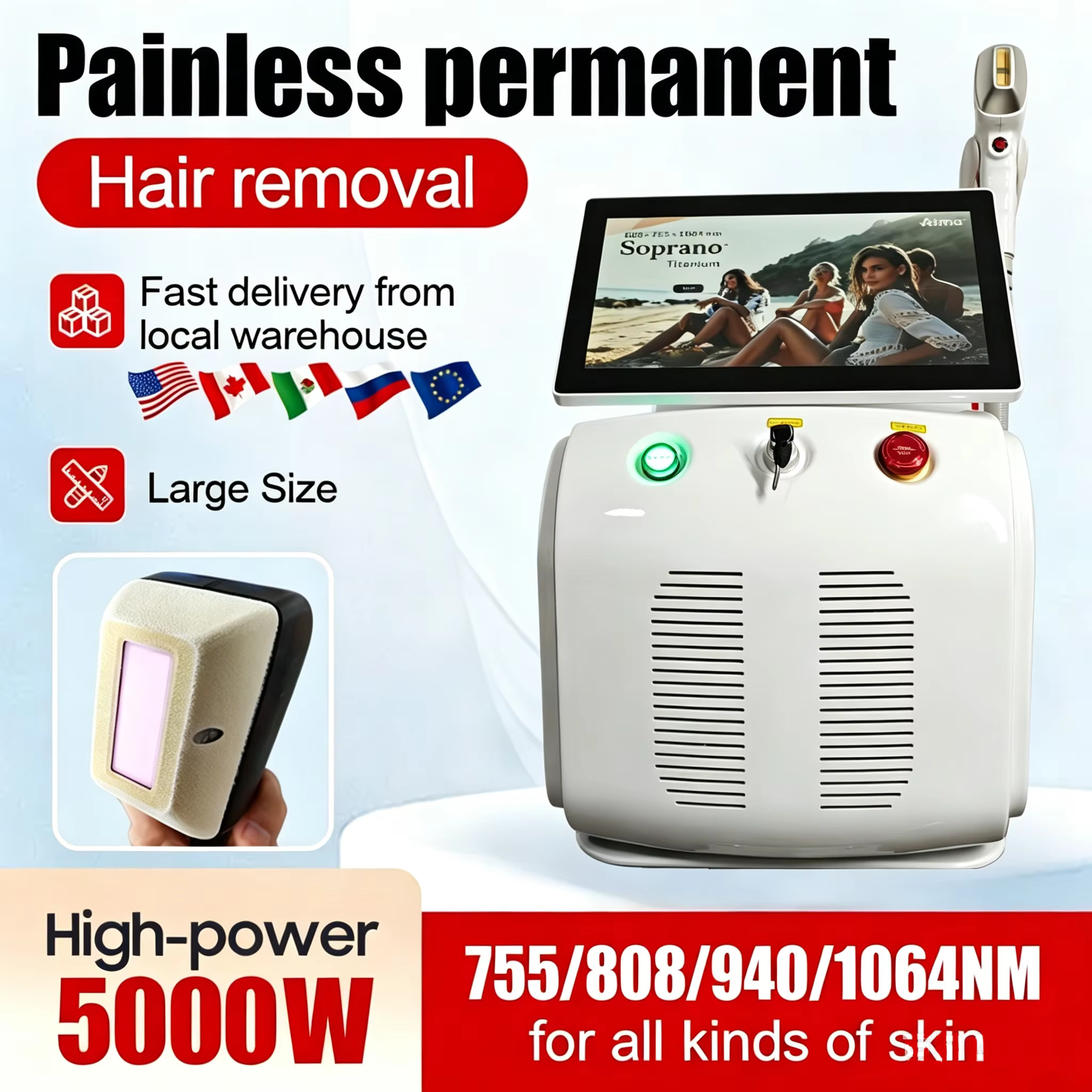 Épilateur laser à diode haute puissance 5000 W