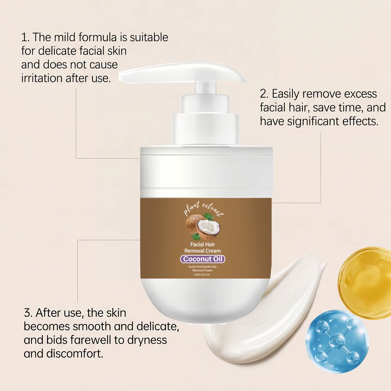 Crème dépilatoire pour le visage et le corps