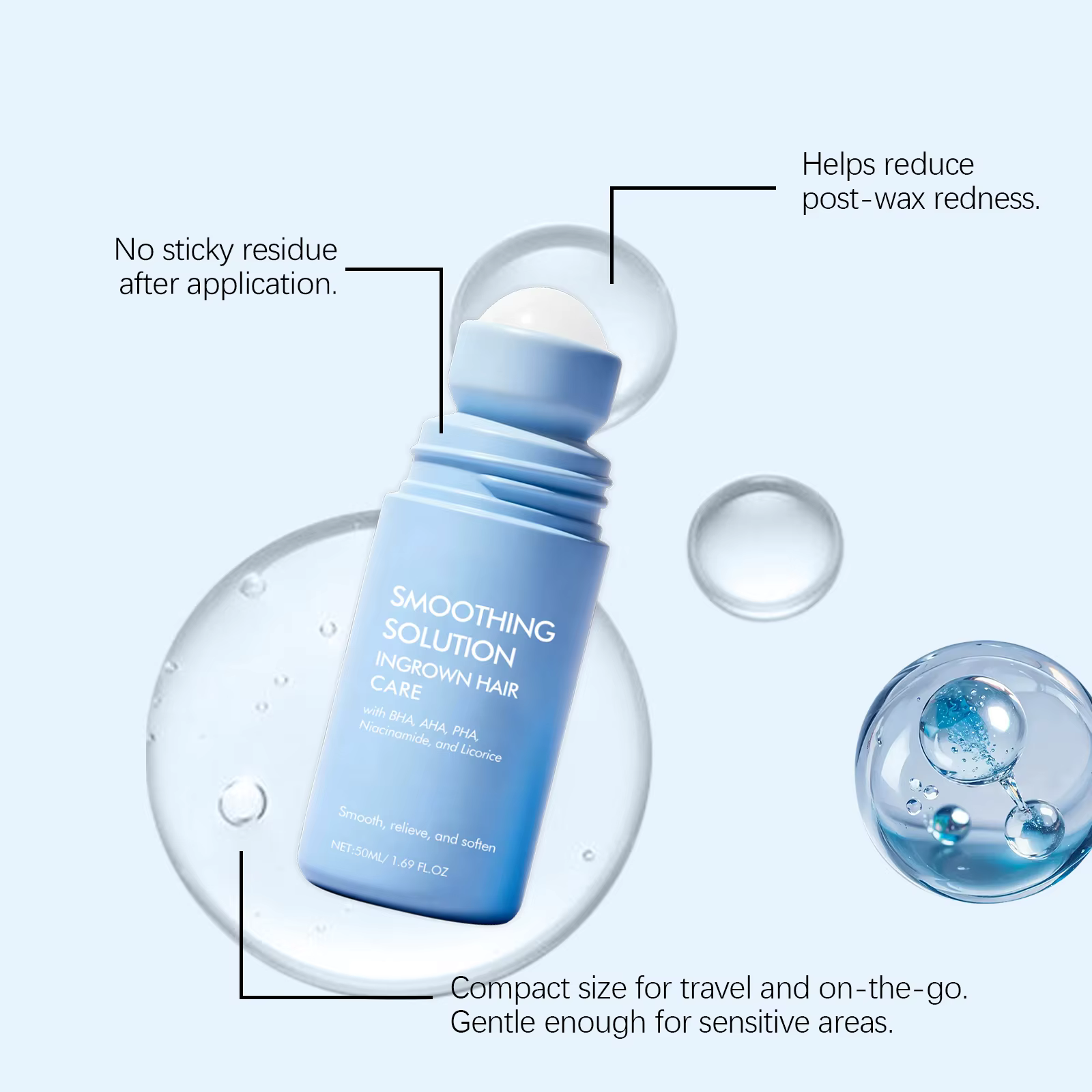 Sérum Roll-on Anti-Poils Incarnés sous les Aisselles – Inhibiteur de Croissance des Poils