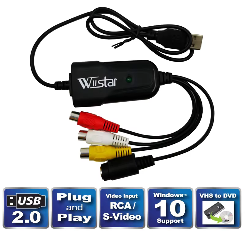 Wiistar-Carte de capture vidéo USB 2.0, pour Windows 10/8/7/XP, conversion VHS, nouveau pilote gratuit