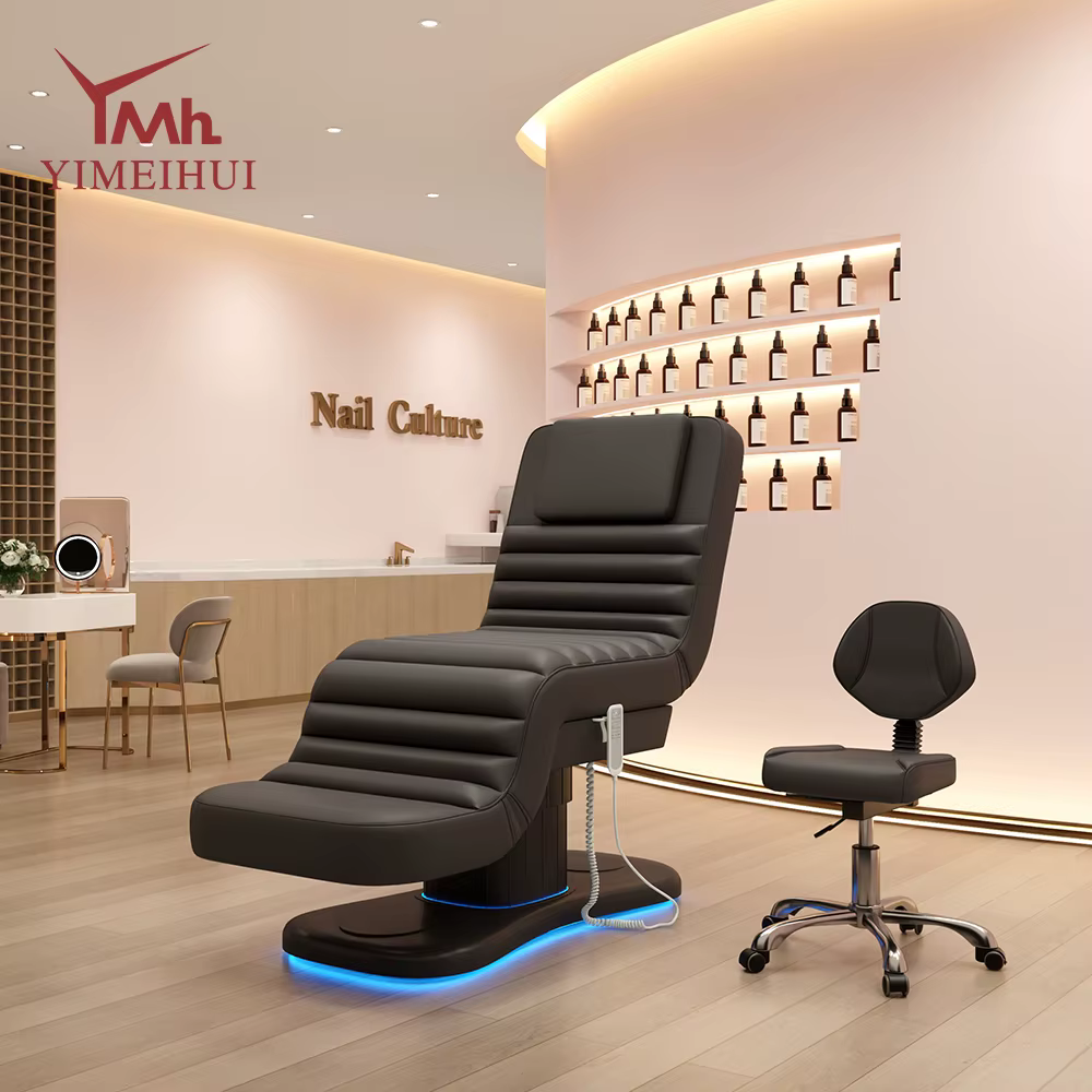 Fauteuil de beauté électrique de luxe à 3 moteurs avec table de massage facial réglable et lit pour extensions de cils pour salon de beauté Camilla