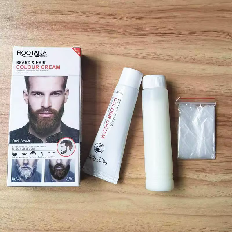 2 pièces/ensemble hommes efficace barbe noir colorant teinte crème moustache Semi-permanent