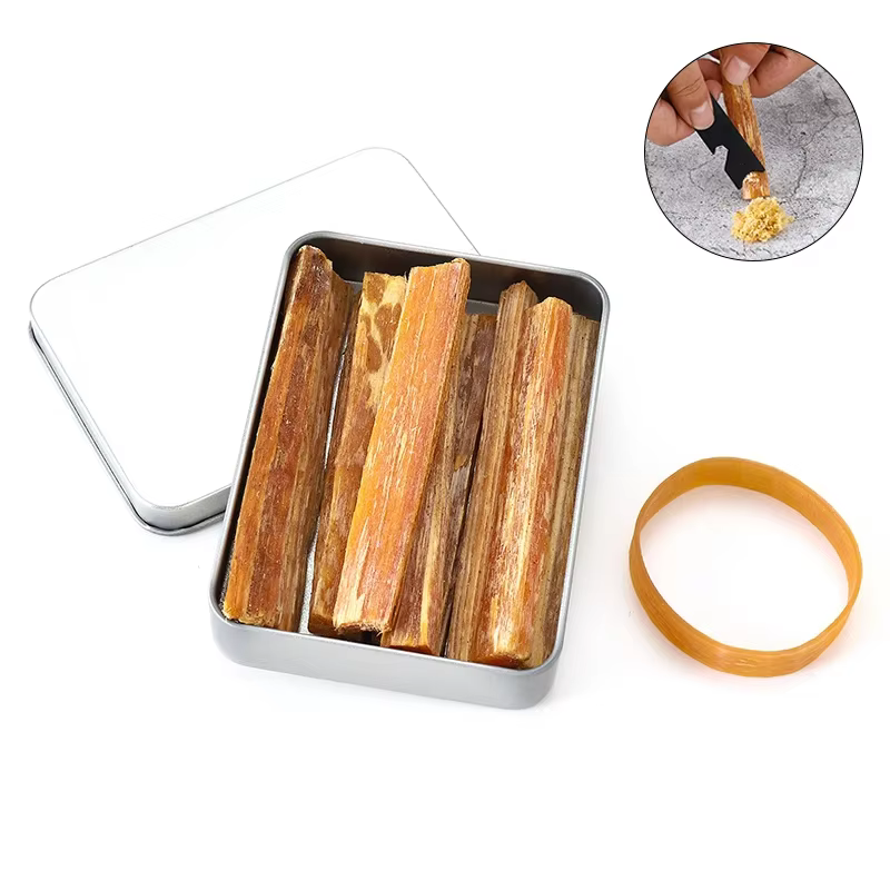 Bâton de démarrage de feu en bois de graisse, 1 boîte, outils de fabrication d'incendie en plein air, bâtons en bois naturel pour Camping randonnée survie d'urgence