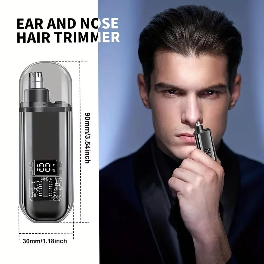 Tondeuse à poils du nez et des oreilles pour hommes - Rechargeable par USB C