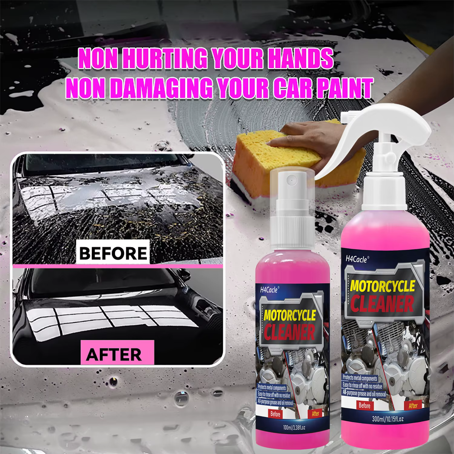 Nettoyant en mousse concentré pour lavage de voiture et Moto, nettoyant pour Scooter électrique, cire et détachant, cire de polissage, Limpiacadenas Moto