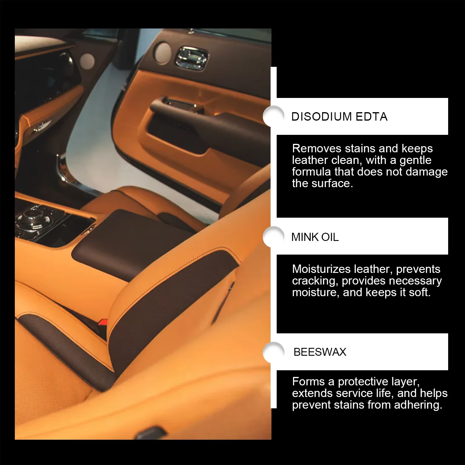 Crème de nettoyage du cuir de voiture, huile d'entretien des sièges, restauration du cuir, huile de vison, crème, canapé en cuir, polissage intérieur de voiture
