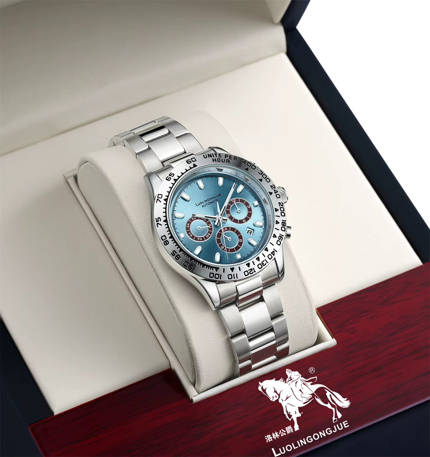 Montre mécanique pour hommes de la série luxe, montre mécanique entièrement automatique multifonction à trois cadrans et six aiguilles, montre pour hommes avec design ajouré, montre décontractée et él