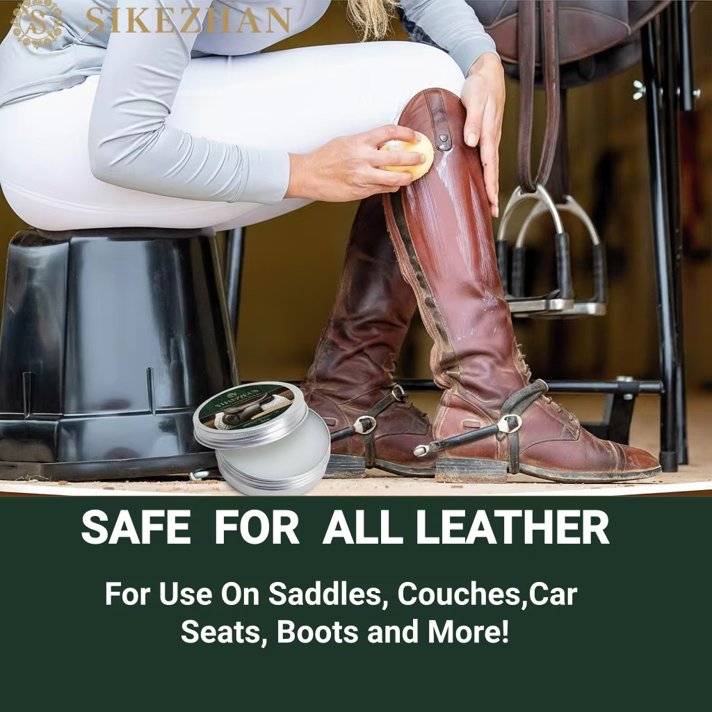 Crème d'entretien pour cuir de qualité supérieure 100g pour équipements équestres, bottes, vestes, sacs, meubles – Adoucit et protège SIKEZHAN