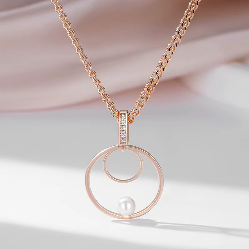 SYOUJYO – collier rond en Zircon naturel pour femmes, Micro cire, couleur or Rose 585, bijoux de luxe à la mode, cadeau