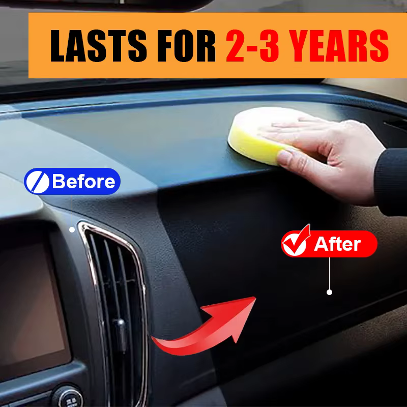 Rénovateur Plastique Voiture Effet Noir Brillant – Agent de Rénovation Cuir et Panneaux Intérieurs Auto – Cire de Protection et Réparation pour Véhicules