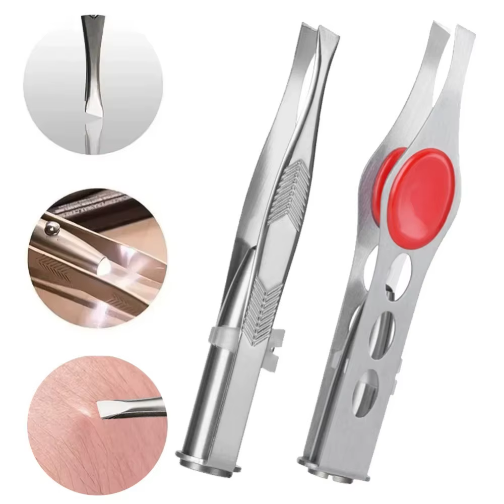 1 pièce - Outil professionnel d'épilation des sourcils - Pince à épiler en acier inoxydable avec lumière LED