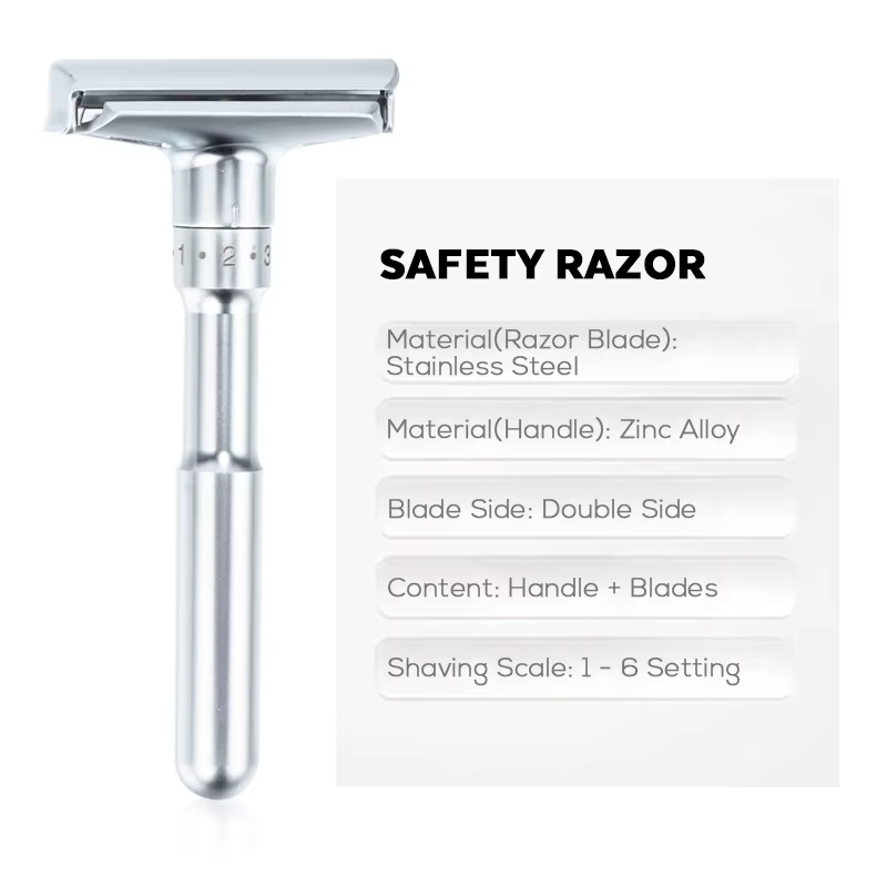 Vaclav Rasoir classique de sécurité réutilisable en acier inoxydable pour hommes Lames remplaçables Rasage du visage