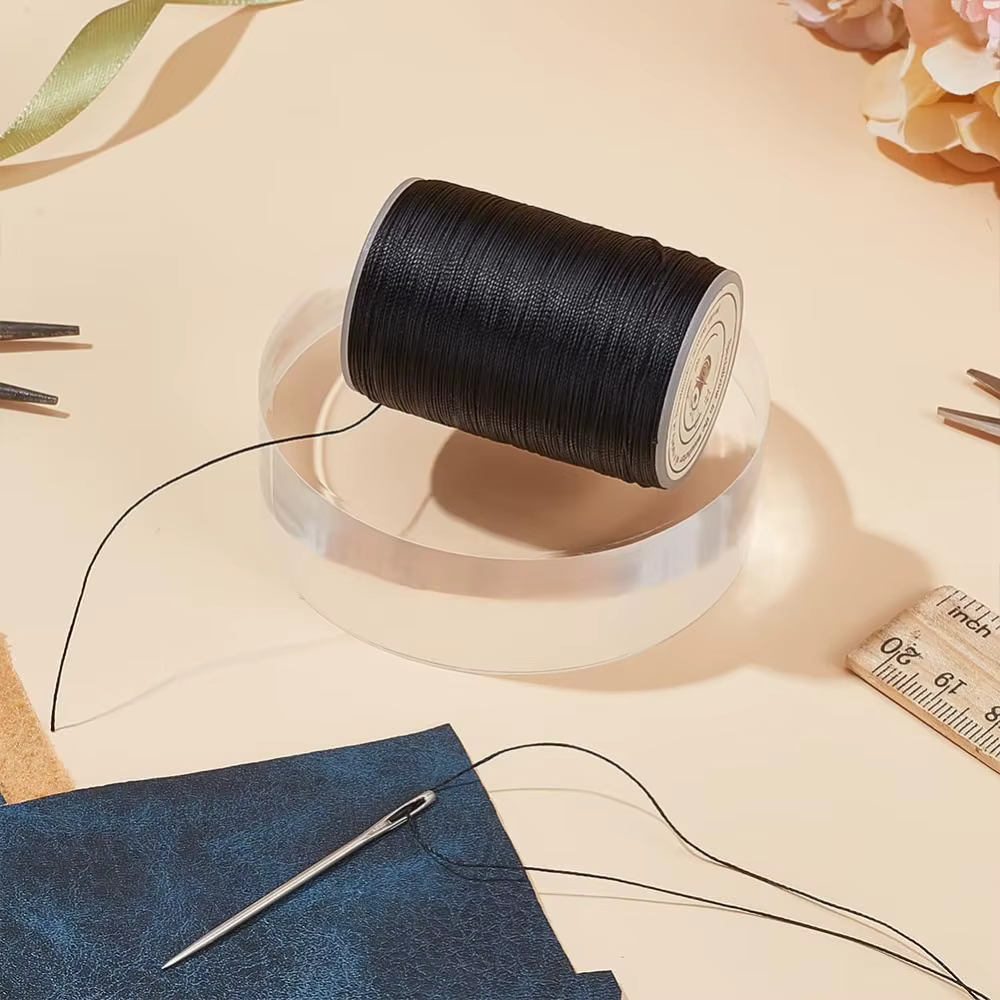 175 Yards/160m cordon en Polyester ciré noir 0.3 ~ 0.4mm fil ciré torsadé cordon en Polyester fil de couture cordon cire