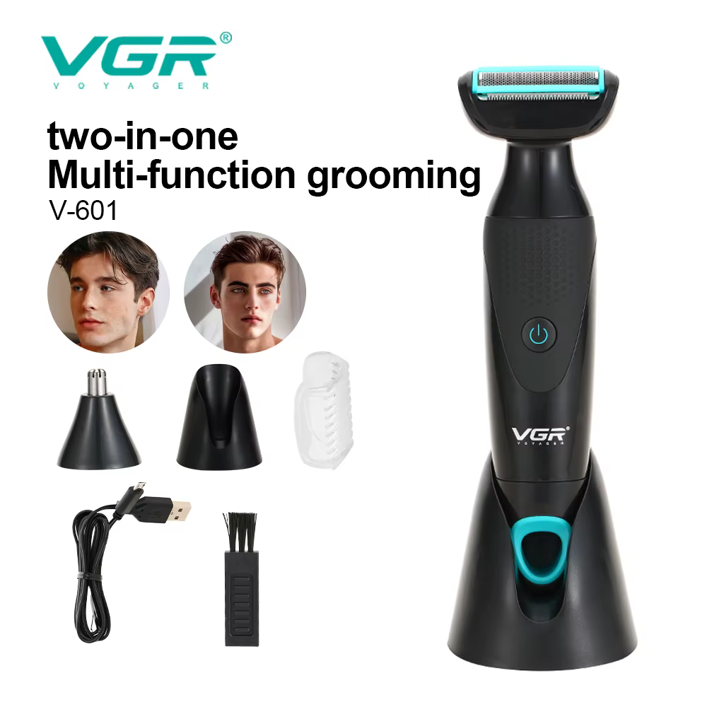 VGR nouveau rasoir multifonctionnel 2 en 1 rétro pour hommes IPX4 lavage nez