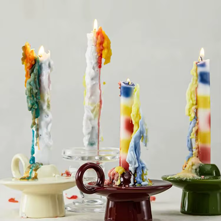 Bougies magiques mignonnes en cire de paraffine, bougies colorées à effet de goutte, bougies longues, décoration de style nordique, ambiance festive, maison