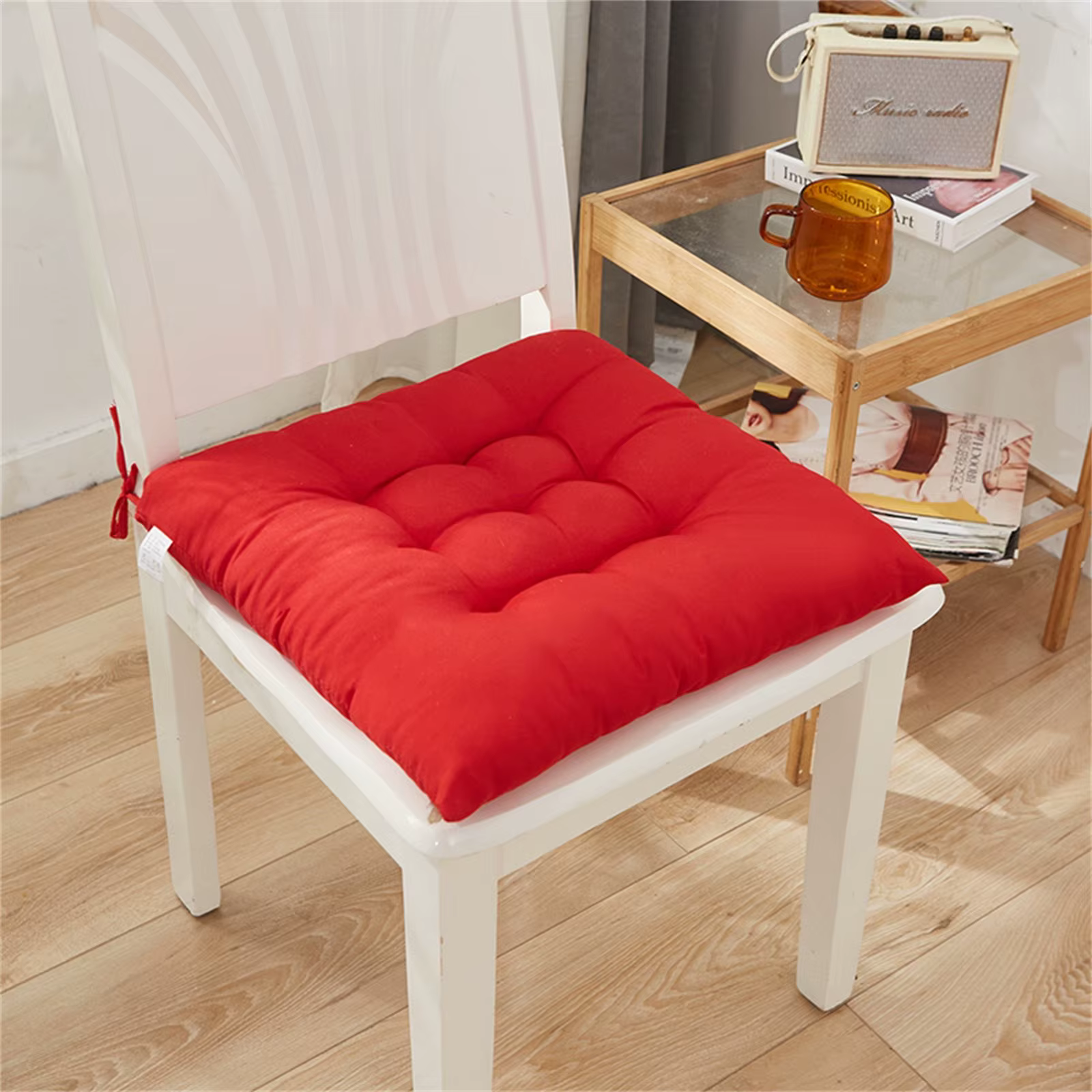 Coussin de Chaise en Polymères Carrés en Coton Doux et Rembourré, Solide, pour Bureau, Maison, Voiture, Jardin, Salon de Soleil