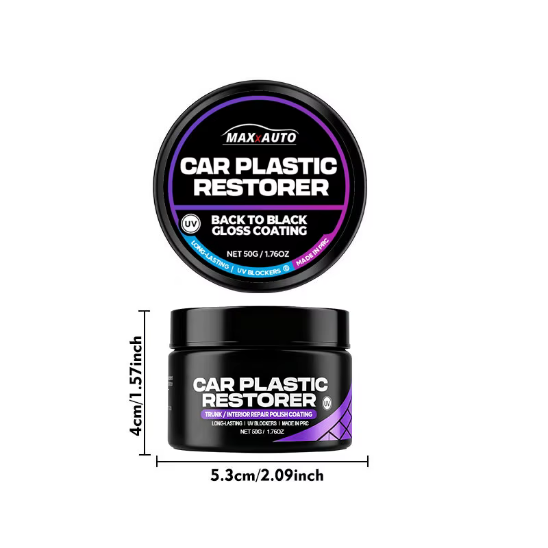 Rénovateur Plastique Voiture Effet Noir Brillant – Agent de Nettoyage et Rénovation pour Intérieur Cuir et Panneaux Auto – Cire Protectrice et Polissante pour Voiture