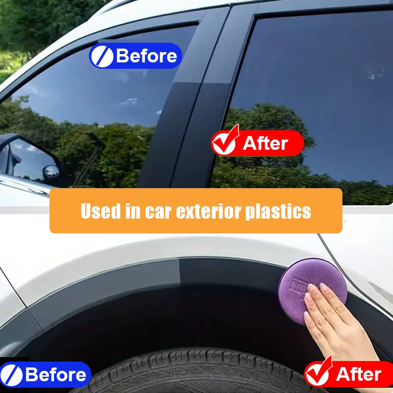 Rénovateur Plastique Voiture Effet Noir Brillant – Agent de Rénovation Cuir et Panneaux Intérieurs Auto – Cire de Protection et Réparation pour Véhicules