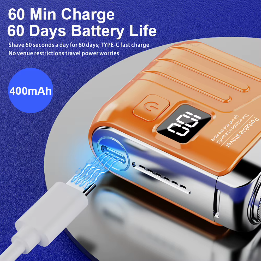 Rasoir électrique hommes tondeuse à barbe utilisation sèche et humide double lames rasoir USB Rechargeable Mini Portable visage barbe rasoir pour voyage à la maison