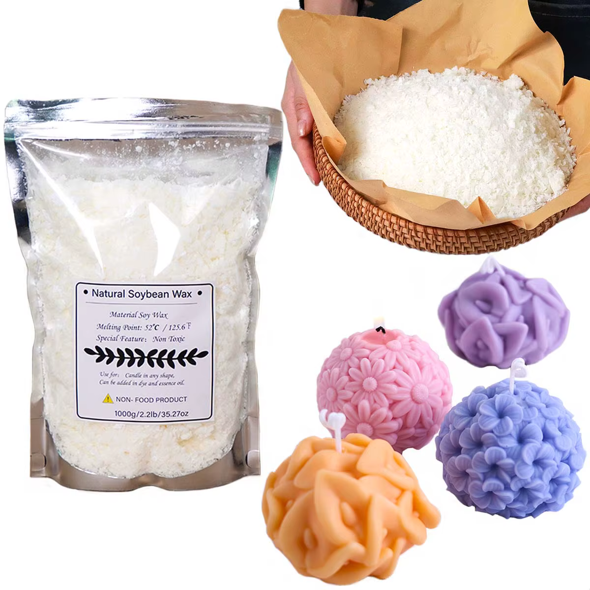 Flocons de cire de soja naturelle, 100/250/500/1000g, bougies artisanales faites à la main, bougies parfumées sans additifs, Kit de fabrication de matières premières
