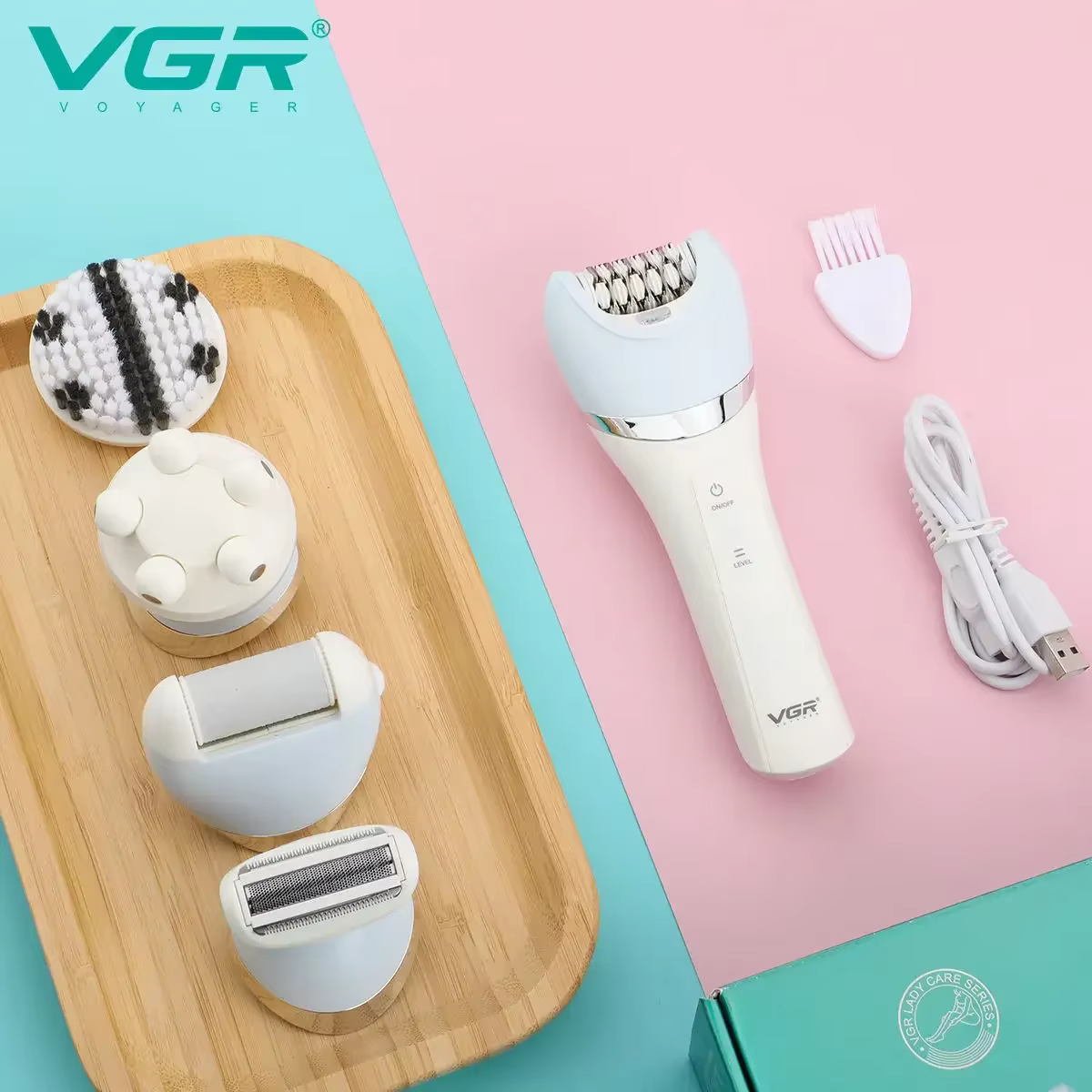 VgazV-703 IPtage étanche 5 en 1 kit de toilettage électrique Lady rasoir épilateur aste pied callosités ensemble