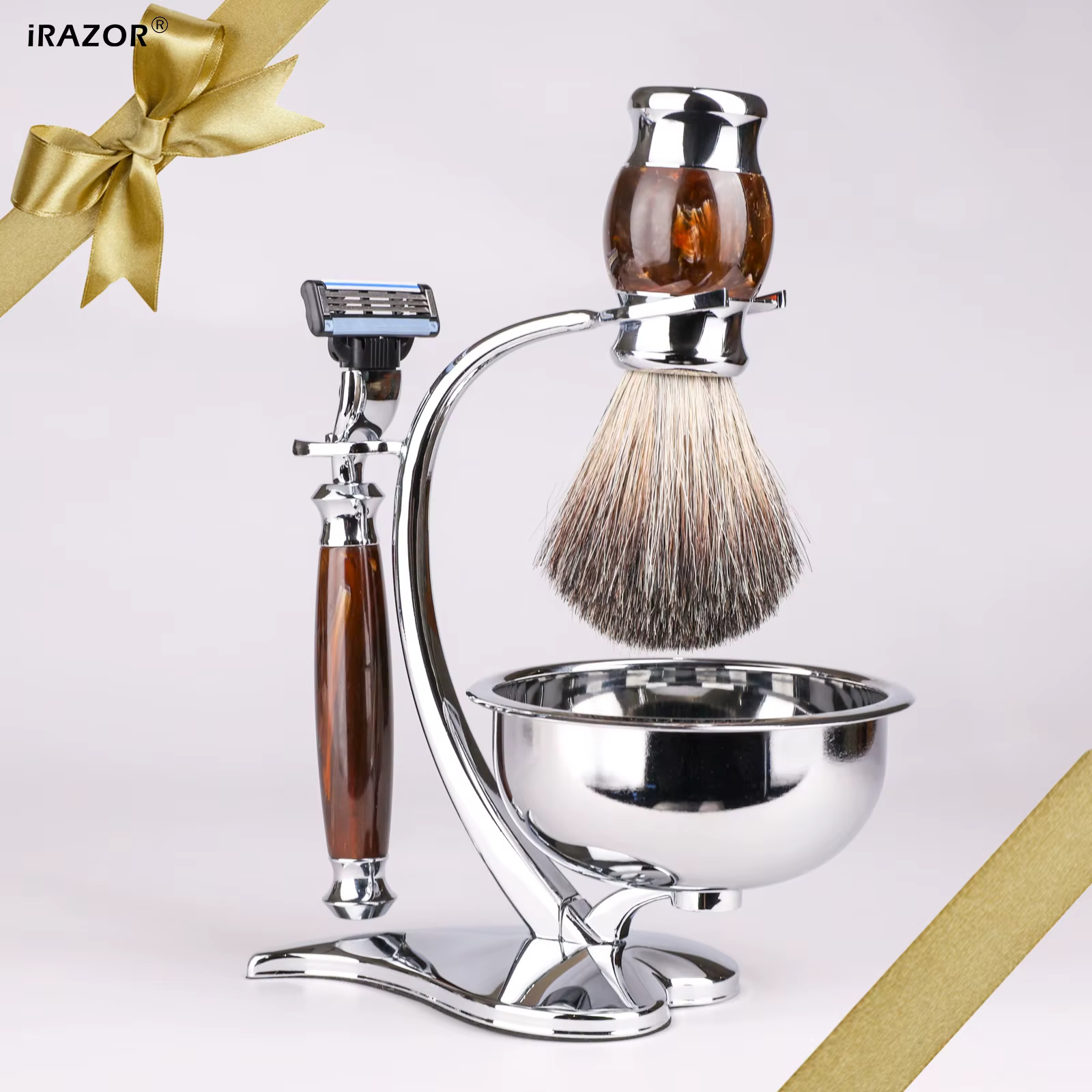 IRAZOR Kit de rasage professionnel pour hommes-Mach 3 lame de rasoir blaireau cheveux accessoire de barbier outil