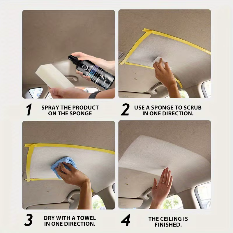 Nettoyant intérieur de voiture, spray mousse sans eau, élimination de la poussière, nettoyage des sièges, du toit et du tableau de bord, kit de rénovation du plafond de voiture, redonne brillance et r