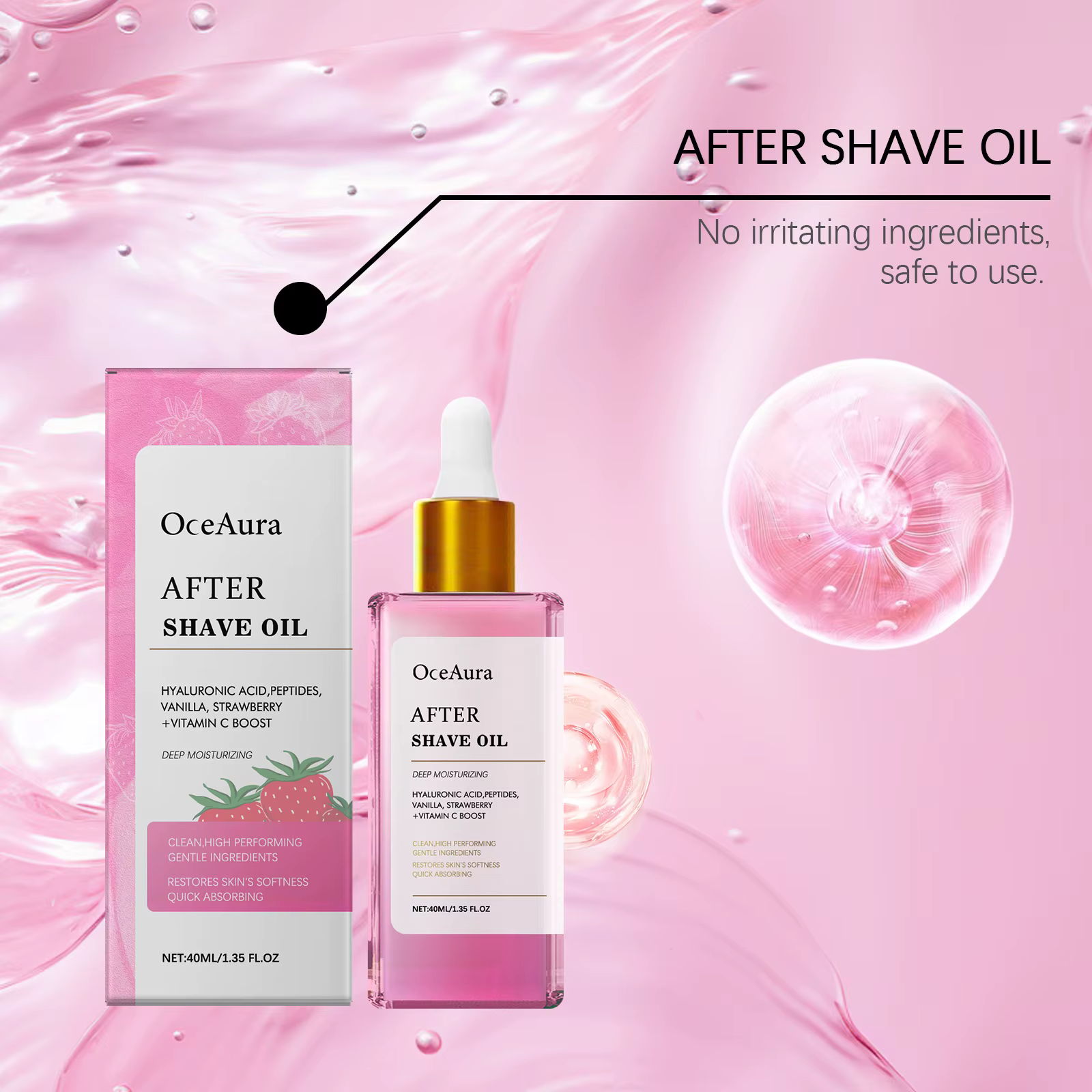 Huile après-rasage à la fraise et à la vanille