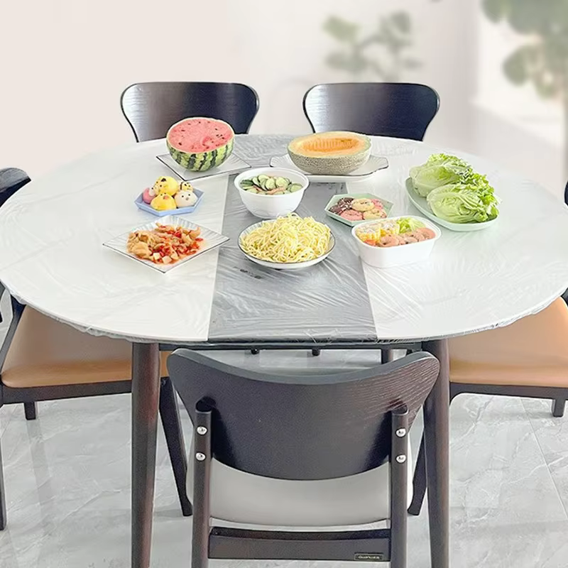 Nappe ronde en PVC ajustée, transparente, imperméable, anti-taches, protection de table, tissu pour la maison, la salle à manger, les fêtes