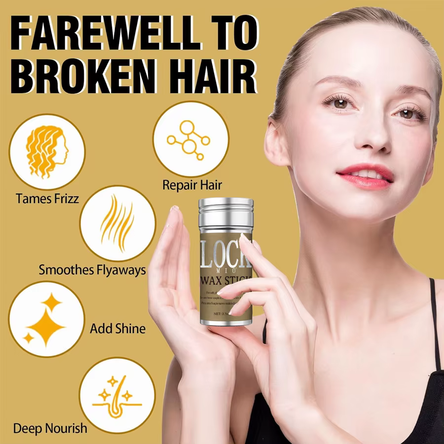 LOCKMIO bâton de cire huile de noix de coco naturelle hydrate adoucir lissage style flyaway contrôle des bords des cheveux forte tenue longue durée