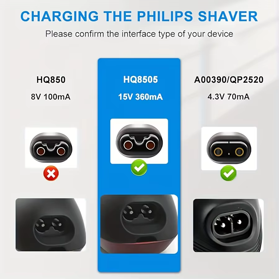 Chargeur USB pour rasoir électrique Philips série 3000 5000 7000 9000/Oneblade QP2520 QP2620 RQ320 RQ328 RQ330 RQ331