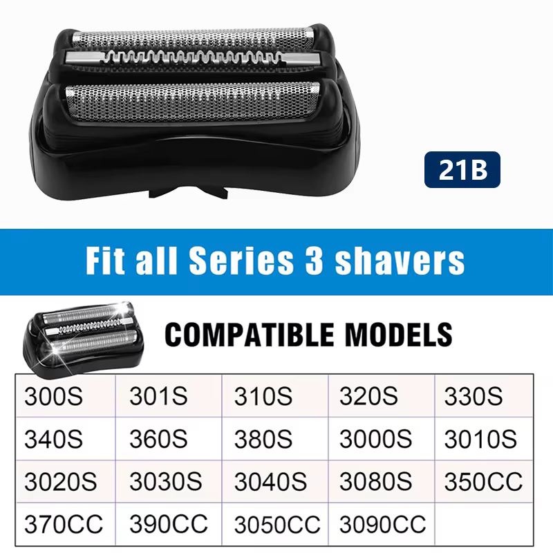 Tête de rechange 21B pour rasoir électrique Braun Series 3 3000s 3010s 3020s 3030s 3040s 300s 301s 310s 320s 330s 340s