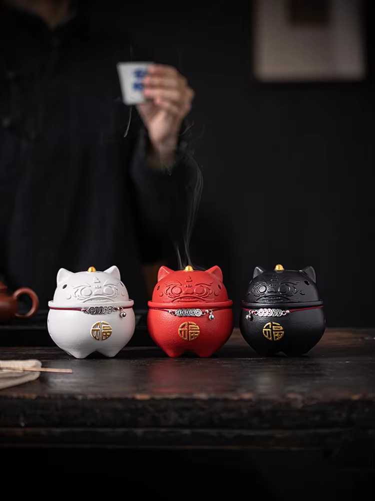 Zhaocai-Brûleur d'encens en céramique Xinglion Line, Eva d'encens intérieur domestique