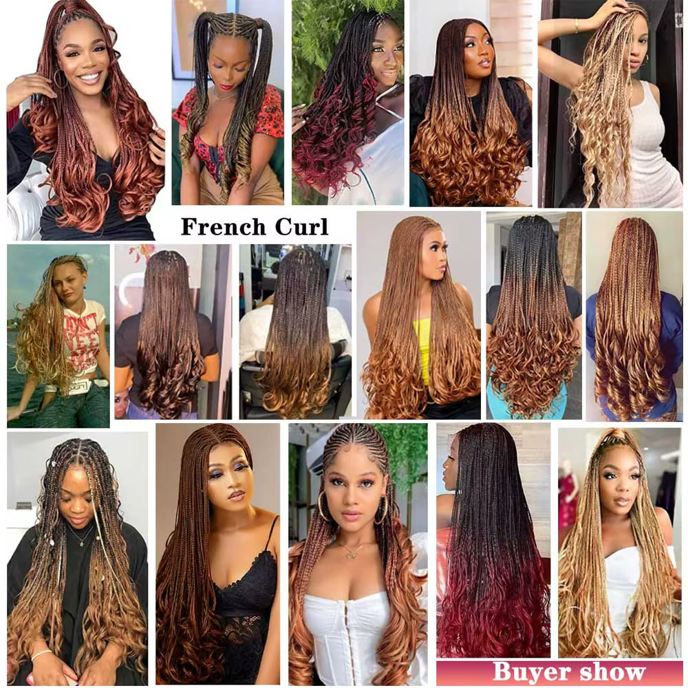 Extensions de cheveux tressés à boucles françaises, cheveux synthétiques, tresses à boucles en spirale, haute température, cheveux pré-étirés ombrés, adt Wave