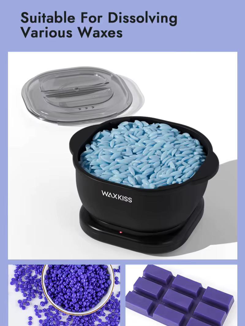 Kit d'épilation portable avec chauffe-cire 500 ml, facile à utiliser, antiadhésif, adapté à l'épilation du corps entier et du visage, prise européenne