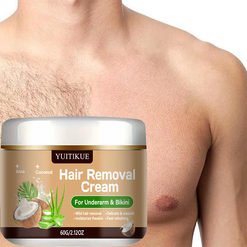 Crème dépilatoire YUITIKUE pour les aisselles et le bikini | Avec de l'aloe vera et de l'huile de coco | Formule