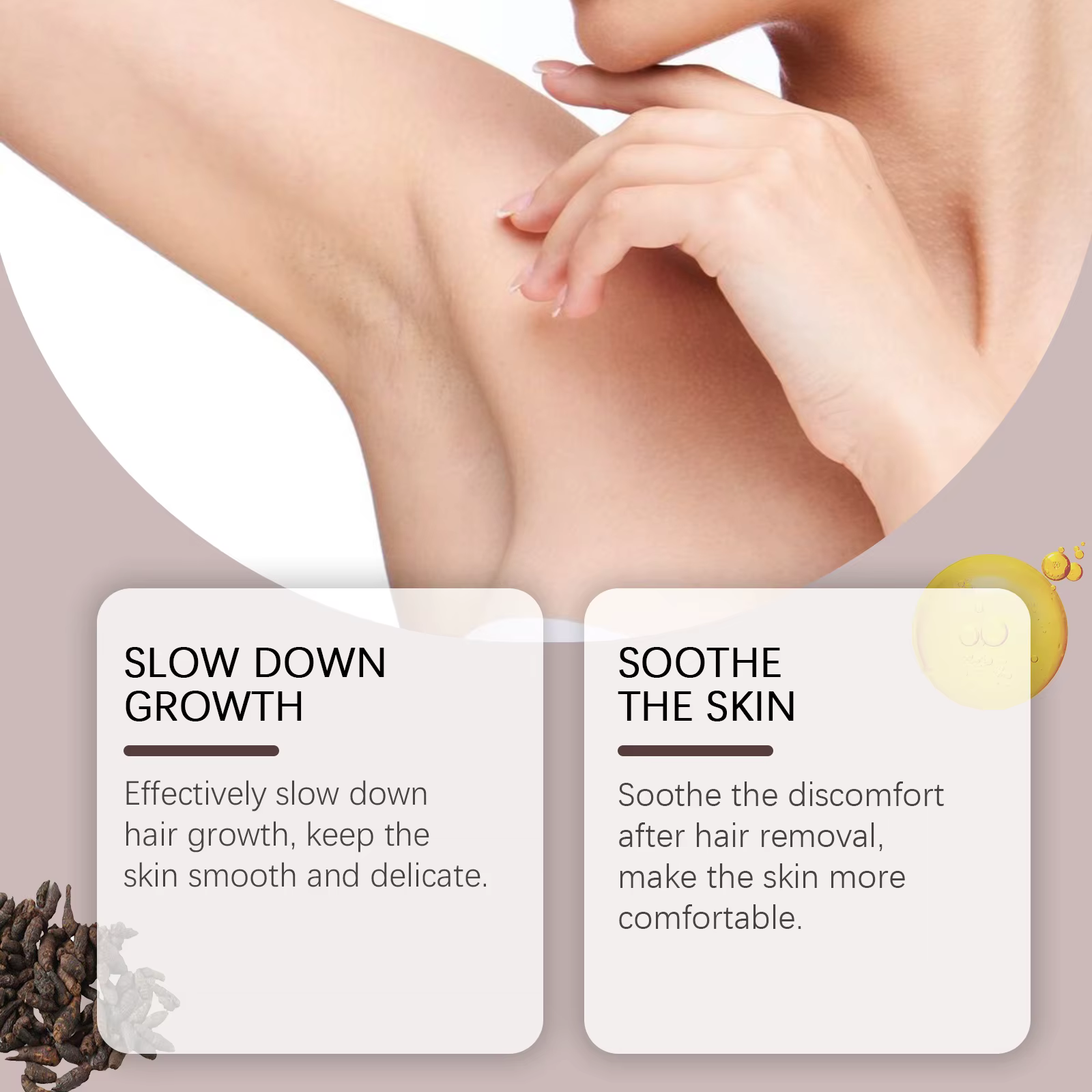 Inhibe la croissance des cheveux Cyperus Rotundus huile épilation indolore ralentissent les aisselles jambes bras