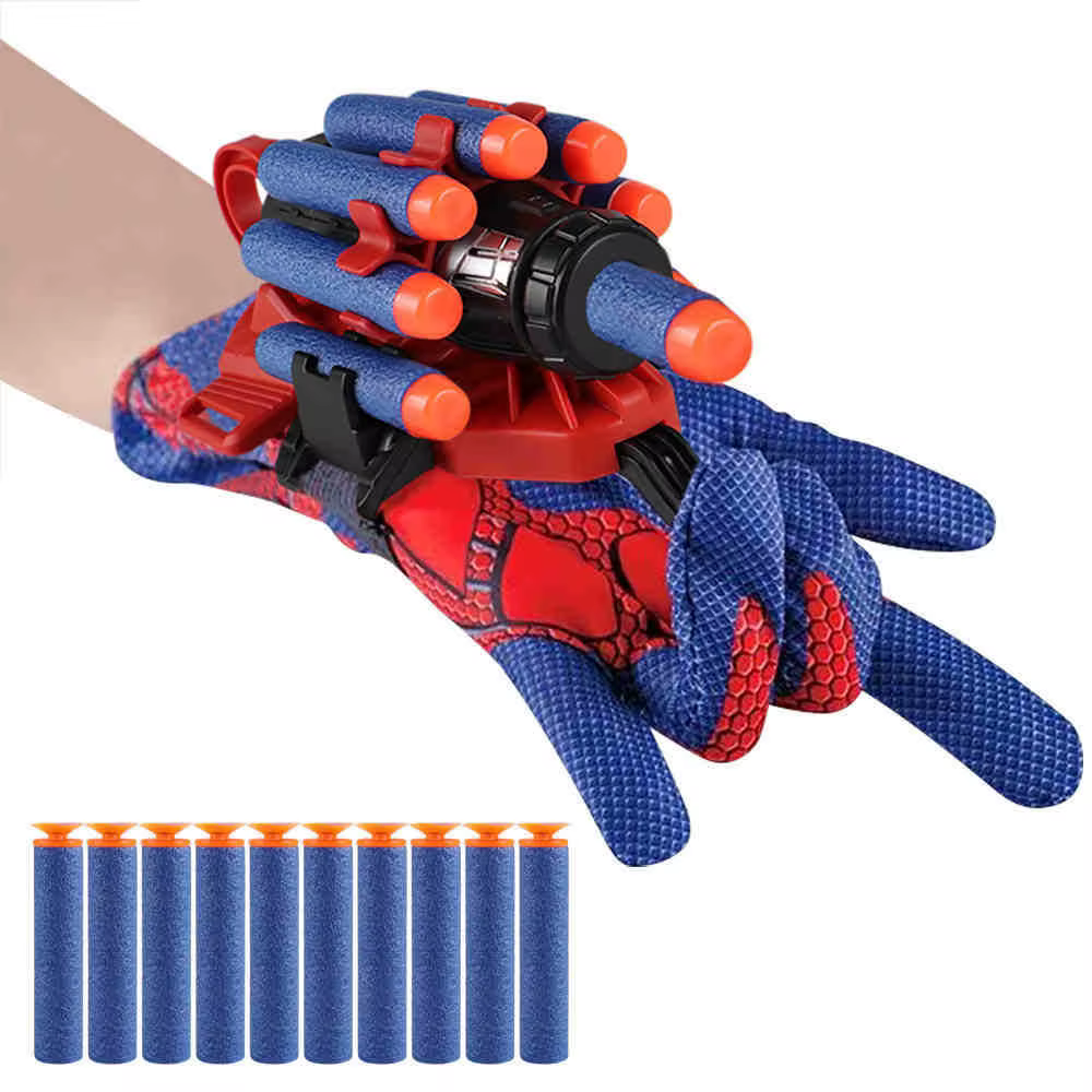 Ensemble de gants lanceurs de toiles d'araignées pour Halloween, avec projectiles en mousse souple et sûrs, pour lancer au poignet, accessoires de costume de cosplay