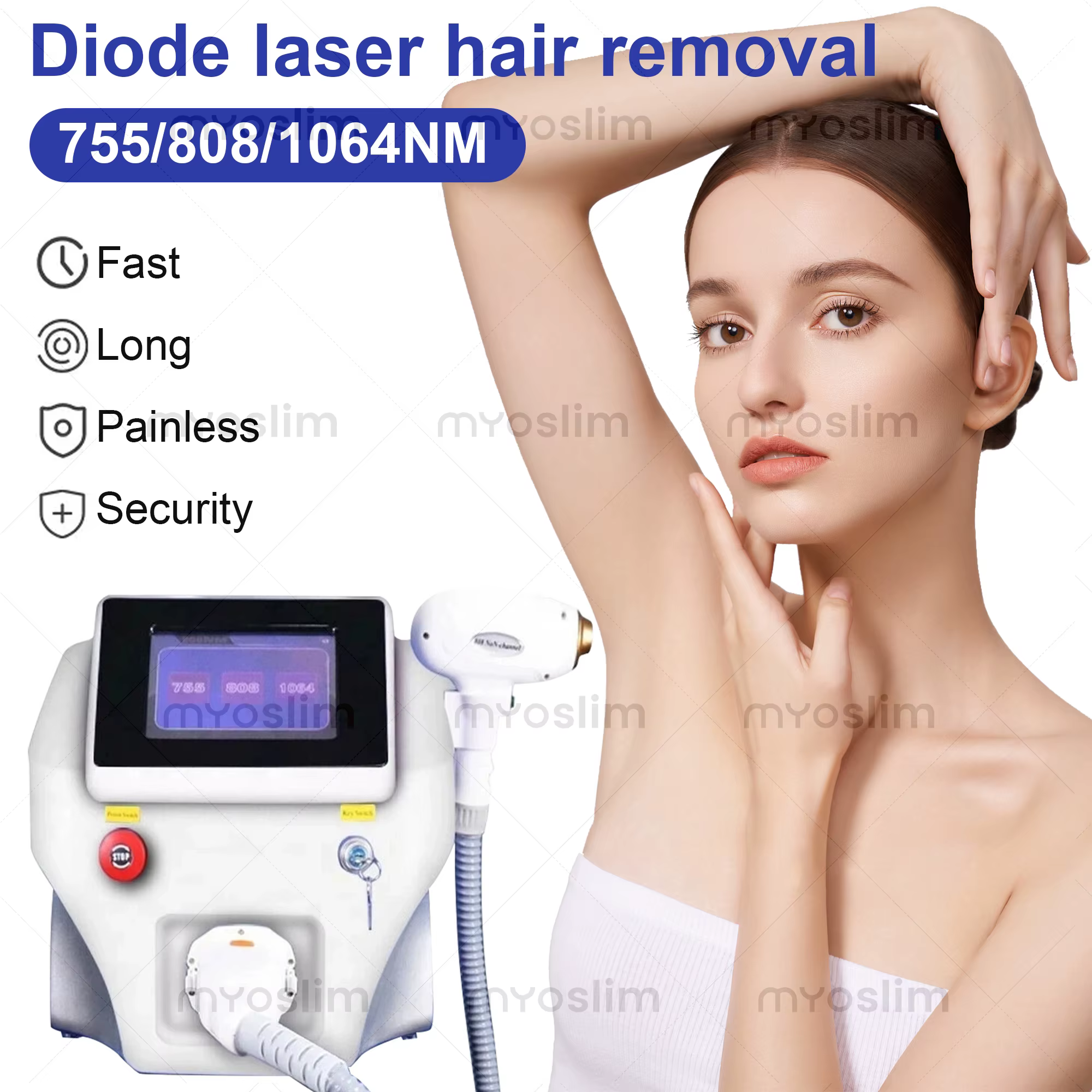 Épilateur Diode Multi-longueurs d'onde 755 808 1064nm pour Épilation Indolore Visage et Corps avec Refroidissement
