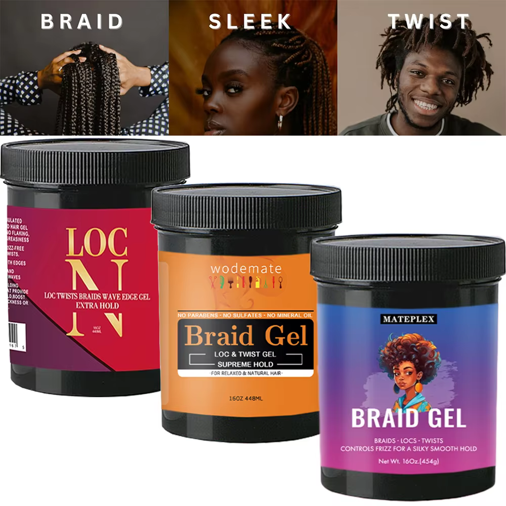 Braid Gel for Perfectly Styled Braids Twists Long Lasting Hair Braiding Gel Styling Control Smooth Non-Flaking Twist Styling Wax