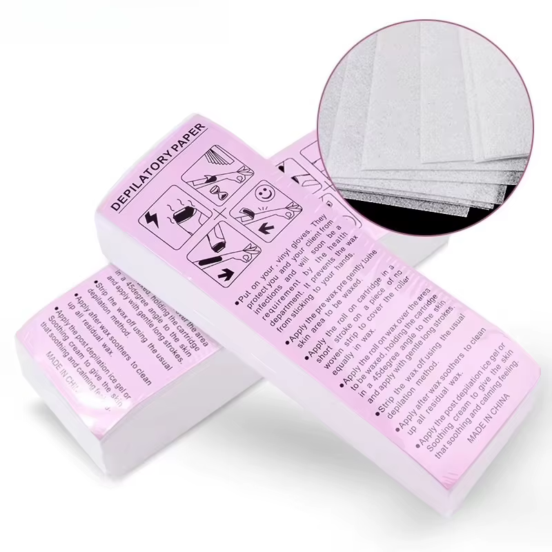 100 pièces/paquet – Rouleaux de papier non tissé pour l'épilation corporelle – Bandes de cire dépilatoires de haute qualité