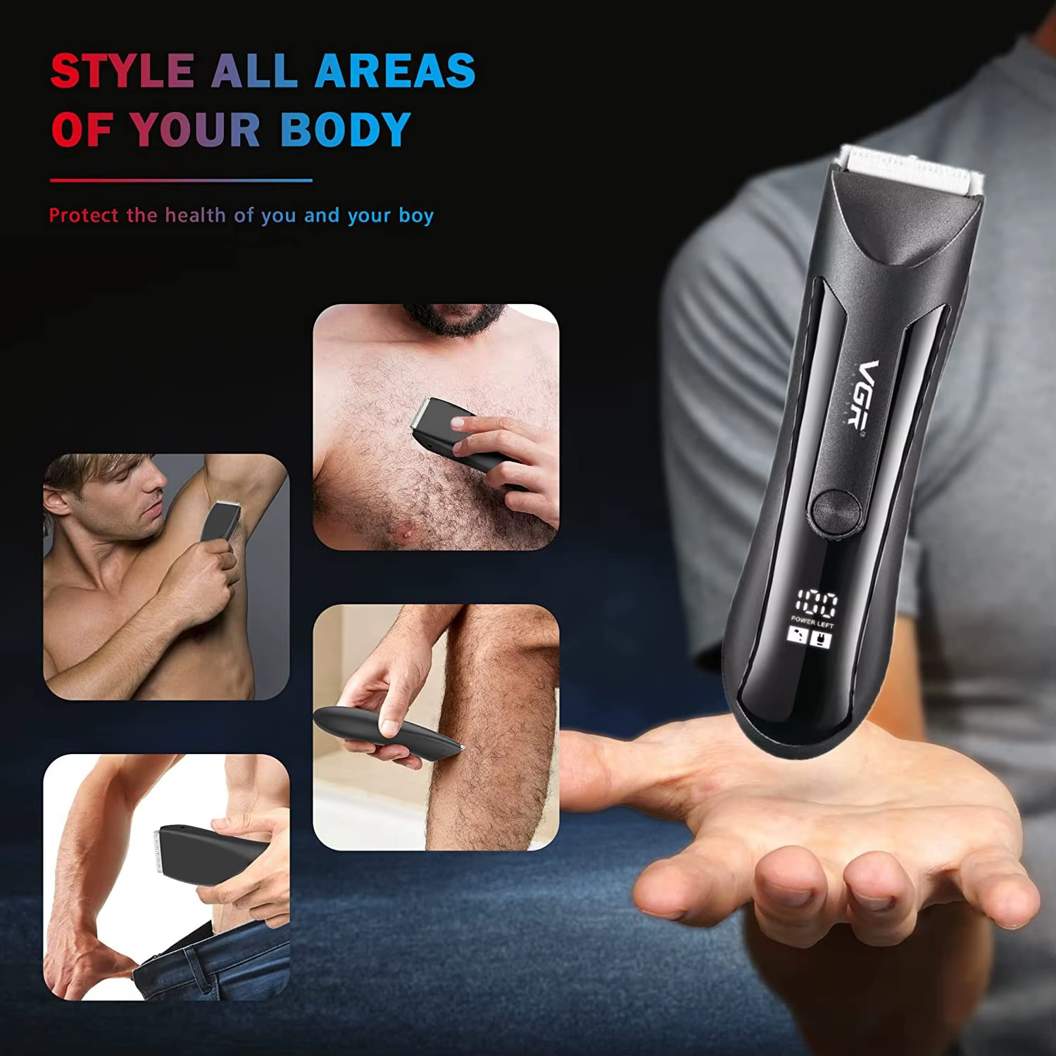 Tondeuse à barbe pubique étanche pour hommes et femmes