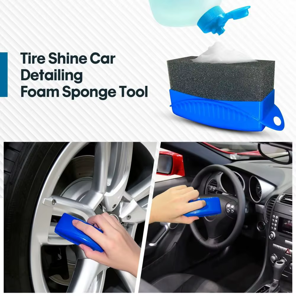 Brosse éponge à cirer avec couvercle, polissage de roues de voiture, ABS, lavage, nettoyage, Contour des pneus, tampons applicateurs, accessoires de détail