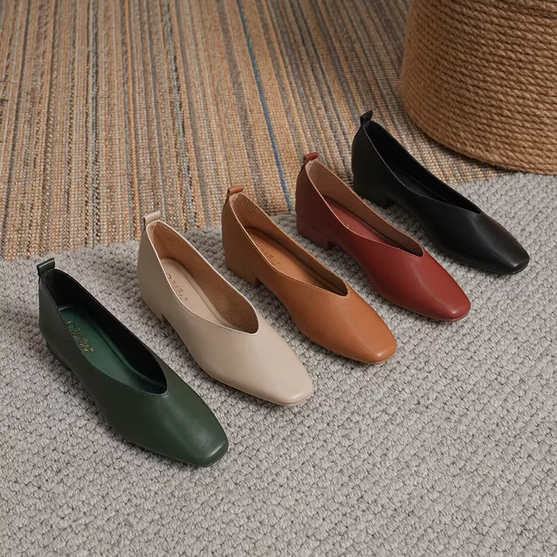 Chaussures multicolores en cuir véritable pour femmes, mocassins polyvalents, chaussures à talons bas, Parker rond, plat, astronomique, coupe peu profonde, chaussure simple, décontracté
