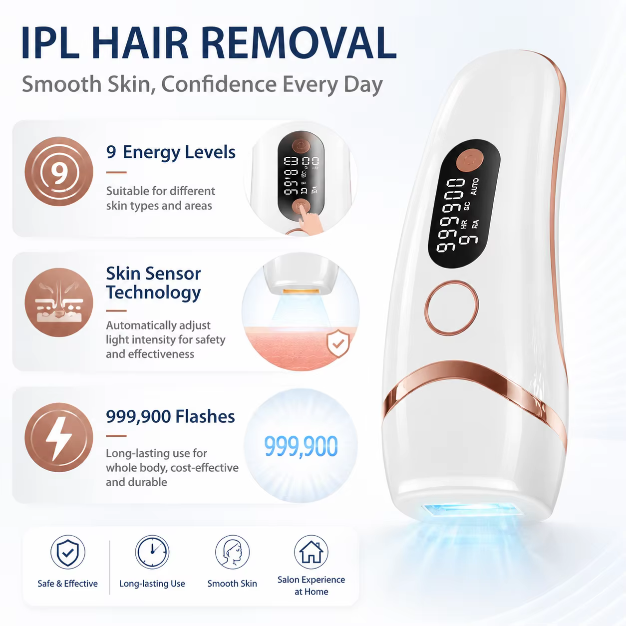 Appareil d'épilation IPL 999900 flashs