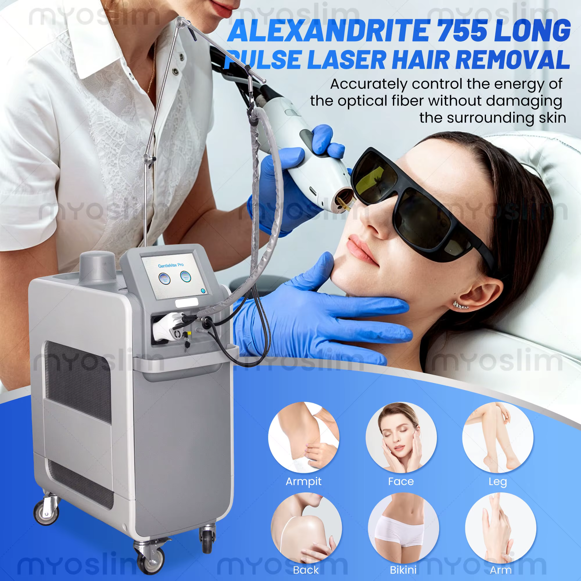 Épilation indolore S Lyric Clinic 755/1064nm Alexandrite Machine | Système de rajeunissement cutané et facial à