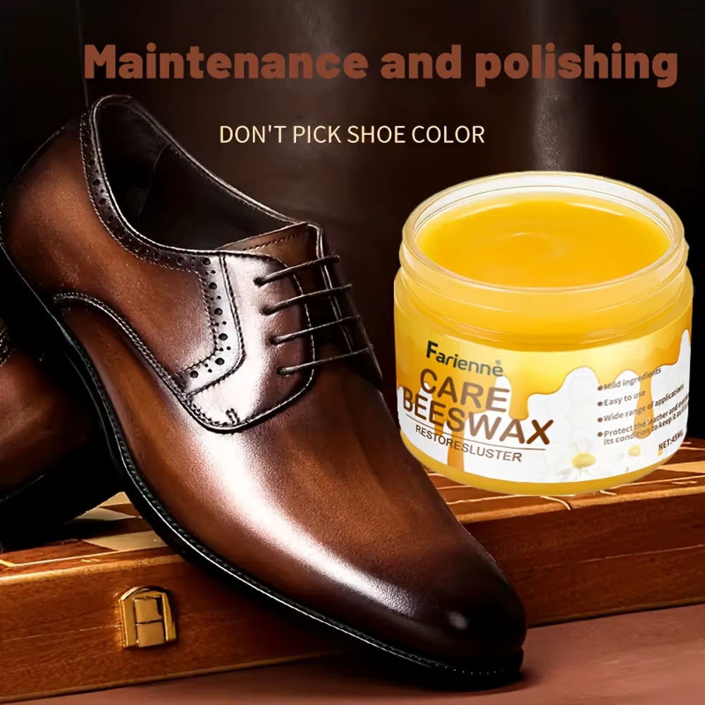 Kit d'entretien des chaussures – Convient pour le polissage et l'entretien des surfaces du cuir artificiel, cire d'abeille d'entretien de qualité supérieure pour différentes couleurs