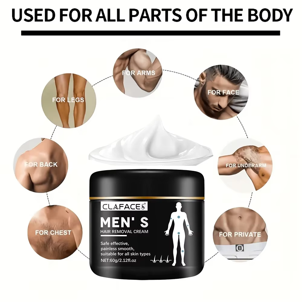 Crème d'épilation indolore pour hommes